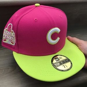 New Era Chicago Cubs 2016 World Series Beetroot 59FIFTY Fitted Hat Size 7 3/4